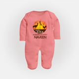 Kaakka Kaakka Kanavel Kaakka – Name Personalised Kids Fullbody Suit - PEACH - New Born (Chest 7.5")