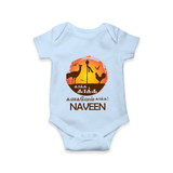 Kaakka Kaakka Kanavel Kaakka – Name Personalised Kids Romper - BABY BLUE - New Born (Chest 14")