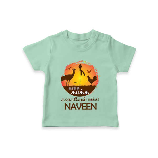 Kaakka Kaakka Kanavel Kaakka – Name Personalised Kids T-Shirt - MINT GREEN - 0-5 Months Old (Chest 17")