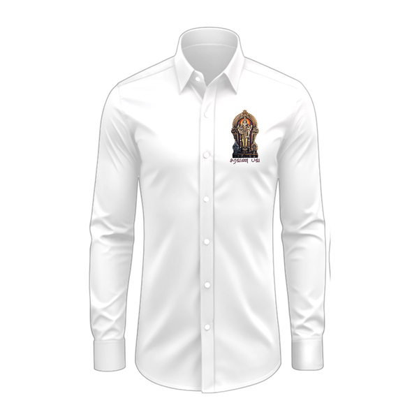 Saravana Bhava - Divine Special Full Sleeve Shirt for Adults - WHITE - S (Chest 40")