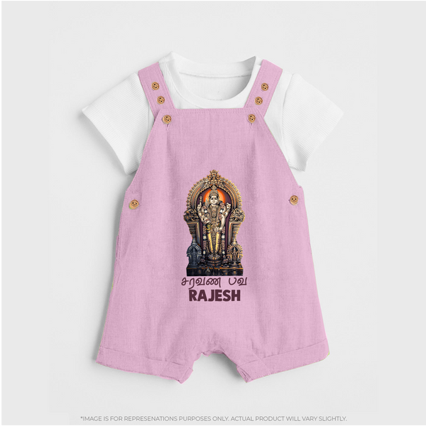 Saravanan Paada – Murugan Devotional Personalised Kids Dungaree - BABY PINK - 0 - 5 Months Old (Chest 18")