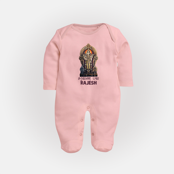 Saravanan Paada – Murugan Devotional Personalised Kids Fullbody Suit - BABY PINK - New Born (Chest 7.5")