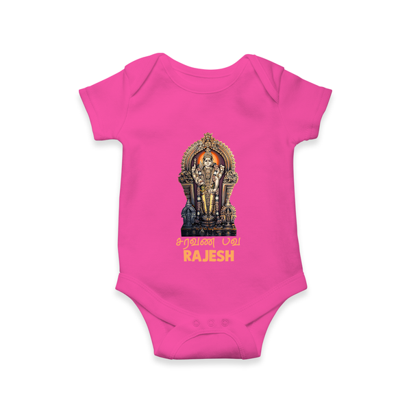 Saravanan Paada – Murugan Devotional Personalised Kids Romper - HOT PINK - New Born (Chest 14")