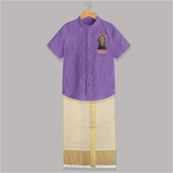 Saravanan Paada – Murugan Devotional Personalised Kids Shirt and Dhoti - ROYAL PURPLE - 0 - 6 Months Old (Chest-23") (Dhoti length-14")