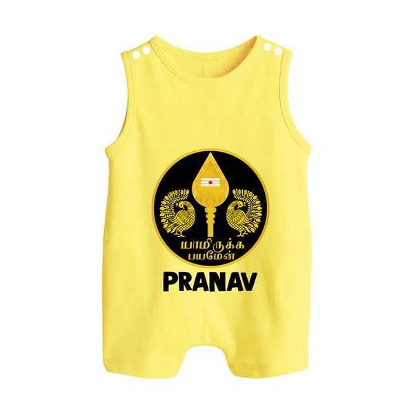 Yamarukka Bayamen – Vel Murugan Personalised Kids Romper Suit - PASTEL YELLOW - 0 - 5 Months Old (Chest 18")