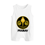 Yamarukka Bayamen – Vel Murugan Personalised Kids Romper Suit - WHITE - 0 - 5 Months Old (Chest 18")