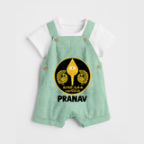 Yamarukka Bayamen – Vel Murugan Personalised Kids Dungaree - MINT GREEN - 0 - 5 Months Old (Chest 18")