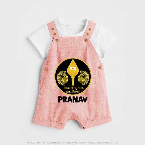 Yamarukka Bayamen – Vel Murugan Personalised Kids Dungaree - PEACH - 0 - 5 Months Old (Chest 18")