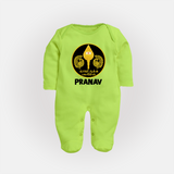 Yamarukka Bayamen – Vel Murugan Personalised Kids Fullbody Suit - LIME GREEN - New Born (Chest 7.5")