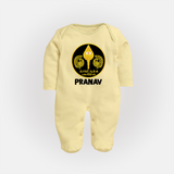 Yamarukka Bayamen – Vel Murugan Personalised Kids Fullbody Suit - PASTEL YELLOW - New Born (Chest 7.5")