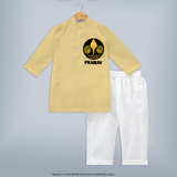 Yamarukka Bayamen – Vel Murugan Personalised Kids Kurta - PASTEL YELLOW - 3 - 6 Months Old (Chest 24", Kurta Length 14'', Waist 19", Pant Length 14")