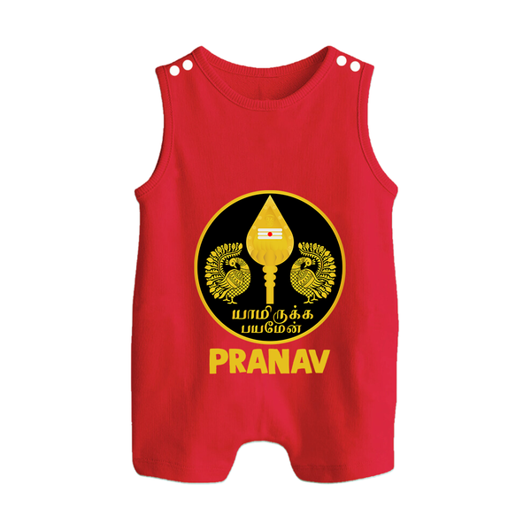 Yamarukka Bayamen – Vel Murugan Personalised Kids Romper Suit - RED - 0 - 5 Months Old (Chest 18")