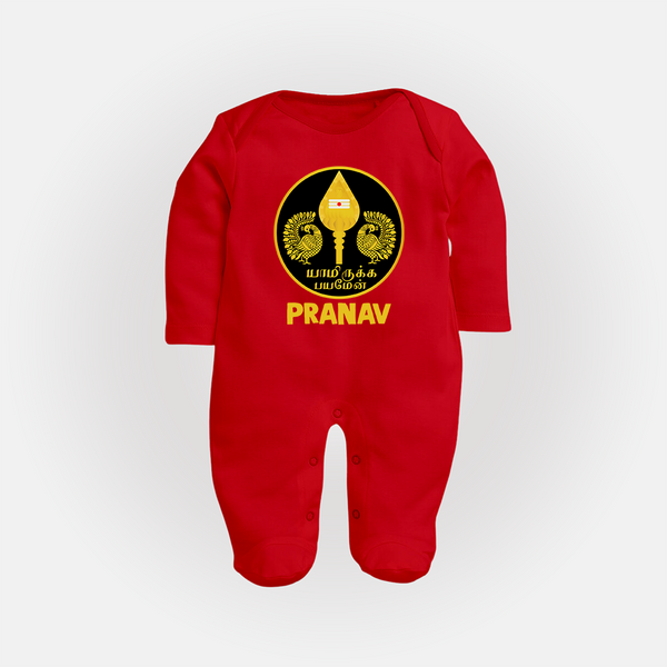 Yamarukka Bayamen – Vel Murugan Personalised Kids Fullbody Suit - RED - New Born (Chest 7.5")