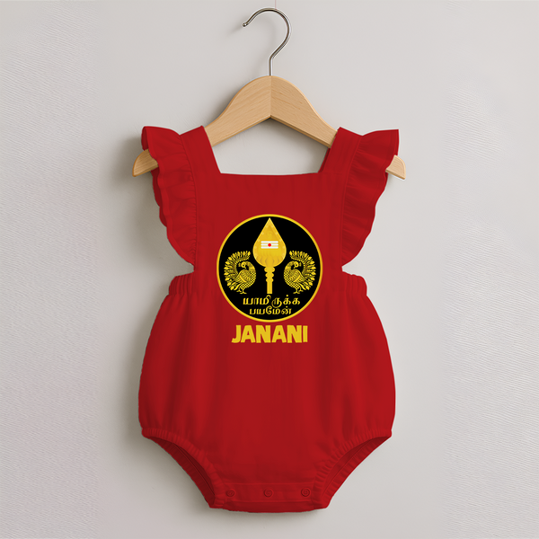 Yamarukka Bayamen – Vel Murugan Personalised Kids Romper Frock - RED - 0 - 3 Months Old (Chest 19")