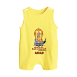 Thiruchendur Murugan Blessings – Name Personalised Kids Romper Suit - PASTEL YELLOW - 0 - 5 Months Old (Chest 18")