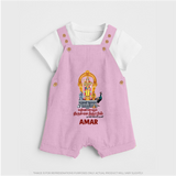 Thiruchendur Murugan Blessings – Name Personalised Kids Dungaree - BABY PINK - 0 - 5 Months Old (Chest 18")