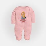 Thiruchendur Murugan Blessings – Name Personalised Kids Fullbody Suit - BABY PINK - New Born (Chest 7.5")