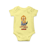 Thiruchendur Murugan Blessings – Name Personalised Kids Romper - PASTEL YELLOW - New Born (Chest 14")