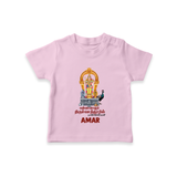 Thiruchendur Murugan Blessings – Name Personalised Kids T-Shirt - BABY PINK - 0-5 Months Old (Chest 17")
