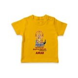Thiruchendur Murugan Blessings – Name Personalised Kids T-Shirt - CHROME YELLOW - 0-5 Months Old (Chest 17")
