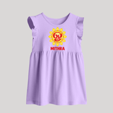 Om Murugan Vel Symbol – Name Personalised Kids Baby Frock - LILAC - 0 - 3 Months Old (Chest 17")