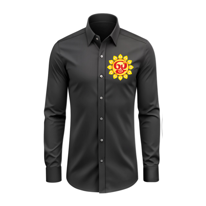 "The Divine Om, Thaipusam and the Power of Devotion - Special Full Sleeve Shirt for Adults" - BLACK - S (Chest 40")