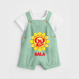 Om Murugan Vel Symbol – Name Personalised Kids Dungaree - MINT GREEN - 0 - 5 Months Old (Chest 18")