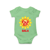 Om Murugan Vel Symbol – Name Personalised Kids Romper - GREEN - New Born (Chest 14")