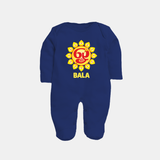 Om Murugan Vel Symbol – Name Personalised Kids Fullbody Suit - NAVY BLUE - New Born (Chest 7.5")