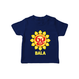 Om Murugan Vel Symbol – Name Personalised Kids T-Shirt - NAVY BLUE - 0-5 Months Old (Chest 17")