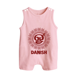 Om Murugan Traditional Mandala – Name Personalised Kids Romper Suit - BABY PINK - 0 - 5 Months Old (Chest 18")