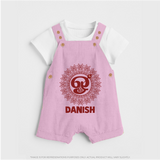 Om Murugan Traditional Mandala – Name Personalised Kids Dungaree - BABY PINK - 0 - 5 Months Old (Chest 18")