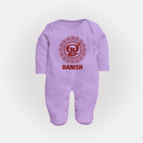 Om Murugan Traditional Mandala – Name Personalised Kids Fullbody Suit - LILAC - New Born (Chest 7.5")