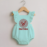 Om Murugan Traditional Mandala – Name Personalised Kids Romper Frock - MINT GREEN - 0 - 3 Months Old (Chest 19")