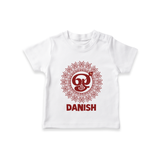 Om Murugan Traditional Mandala – Name Personalised Kids T-Shirt - WHITE - 0-5 Months Old (Chest 17")