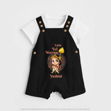 Little Vel Warrior - Customized Dungaree Set For Kids With Name - BLACK - 0 - 5 Months Old (Chest 18")