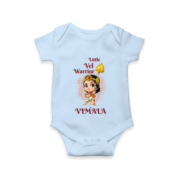 Little Vel Warrior Romper / Onesie | Personalized Baby Romper / Onesie for Lord Murugan - BABY BLUE - New Born (Chest 14")