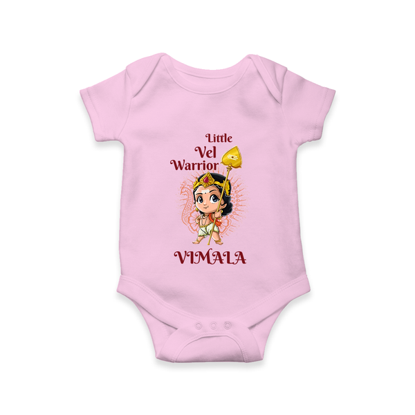 Little Vel Warrior Romper / Onesie | Personalized Baby Romper / Onesie for Lord Murugan - BABY PINK - New Born (Chest 14")
