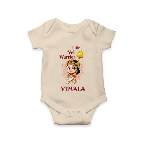 Little Vel Warrior Romper / Onesie | Personalized Baby Romper / Onesie for Lord Murugan - IVORY - New Born (Chest 14")