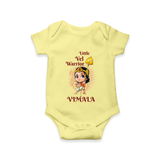 Little Vel Warrior Romper / Onesie | Personalized Baby Romper / Onesie for Lord Murugan - PASTEL YELLOW - New Born (Chest 14")