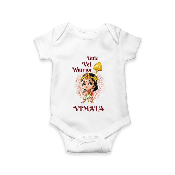 Little Vel Warrior Romper / Onesie | Personalized Baby Romper / Onesie for Lord Murugan - WHITE - New Born (Chest 14")