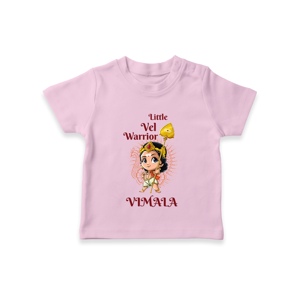 Little Vel Warrior T-Shirt | Personalized Baby T-Shirt for Lord Murugan - BABY PINK - 0-5 Months Old (Chest 17")