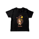 Little Vel Warrior - Customized T-Shirt For Kids With Name - BLACK - 0-5 Months Old (Chest 17")