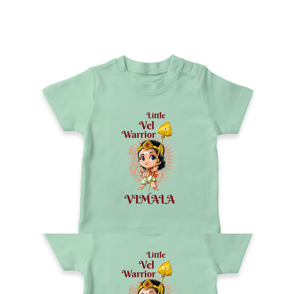 Little Vel Warrior T-Shirt | Personalized Baby T-Shirt for Lord Murugan - MINT GREEN - 0-5 Months Old (Chest 17")