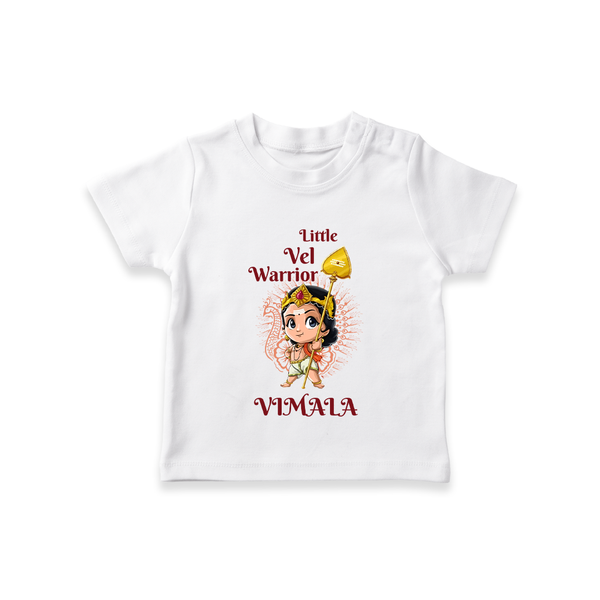 Little Vel Warrior T-Shirt | Personalized Baby T-Shirt for Lord Murugan - WHITE - 0-5 Months Old (Chest 17")