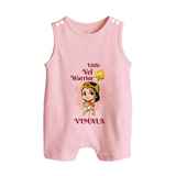 Little Vel Warrior - Customized Romper Suit For Babies With Name - BABY PINK - 0 - 5 Months Old (Chest 18")