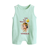 Little Vel Warrior - Customized Romper Suit For Babies With Name - MINT GREEN - 0 - 5 Months Old (Chest 18")