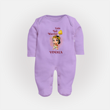 Little Vel Warrior - Customized Sleep Suit For Babies With Name - LILAC - New Born (Chest 7.5")