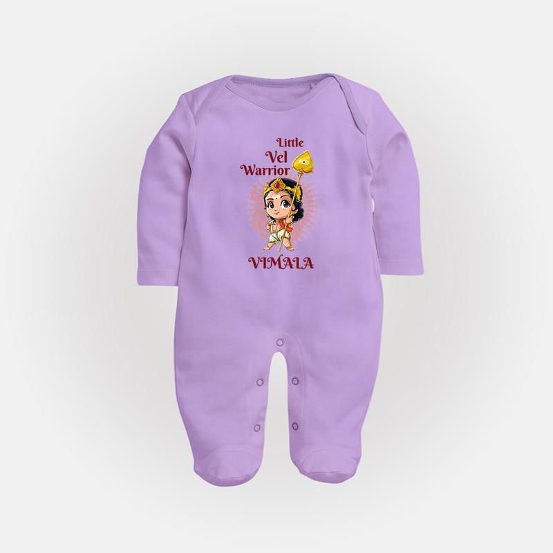 Little Vel Warrior - Customized Sleep Suit For Babies With Name - LILAC - New Born (Chest 7.5")