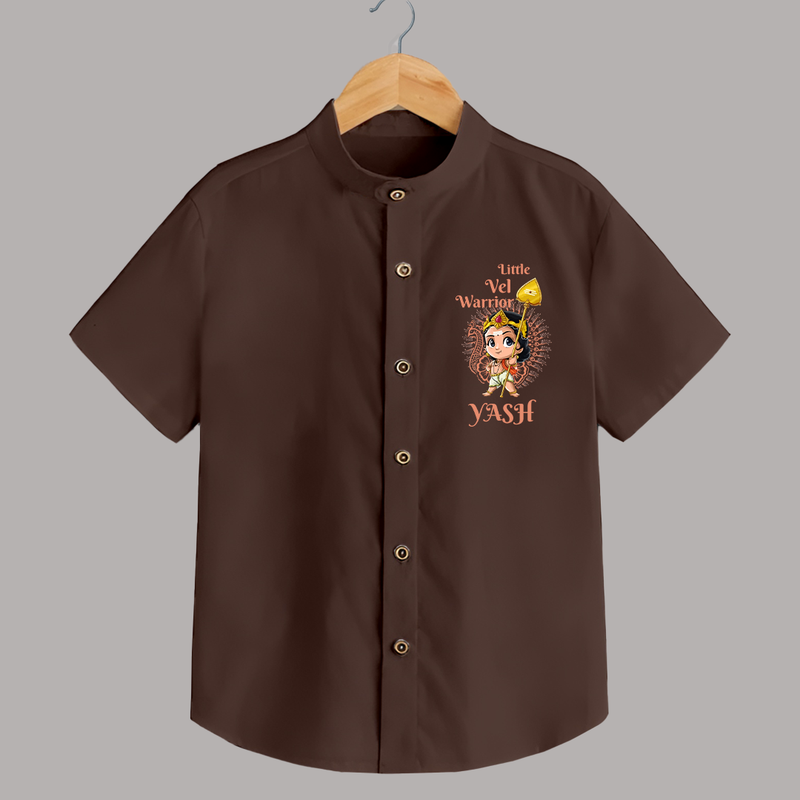 Little Vel Warrior Shirt | Personalized Baby Shirt for Lord Murugan - CHOCOLATE BROWN - 0 - 6 Months Old (Chest 23")